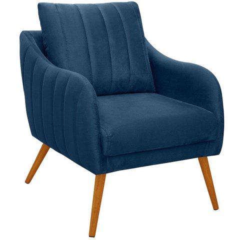 Poltrona para Sala e Escritório Decorativa Síria Veludo Azul Marinho