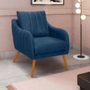 Ver imagem 5 de Poltrona para Sala e Escritório Decorativa Síria Veludo Azul Marinho