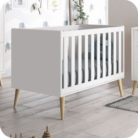 Berço Americano Mini Cama Retrô Branco Theo Madeira Natural
