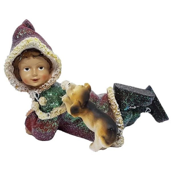 Enfeite natalino menina com cachorro - 1