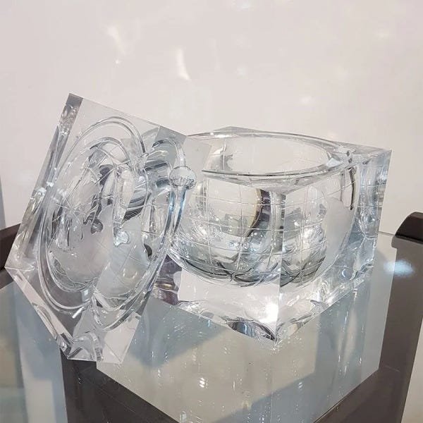 Balde de gelo acrílico formato globo terrestre cubo luxo - 6