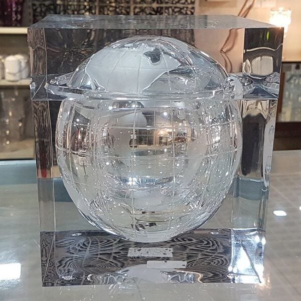 Balde de gelo acrílico formato globo terrestre cubo luxo - 4
