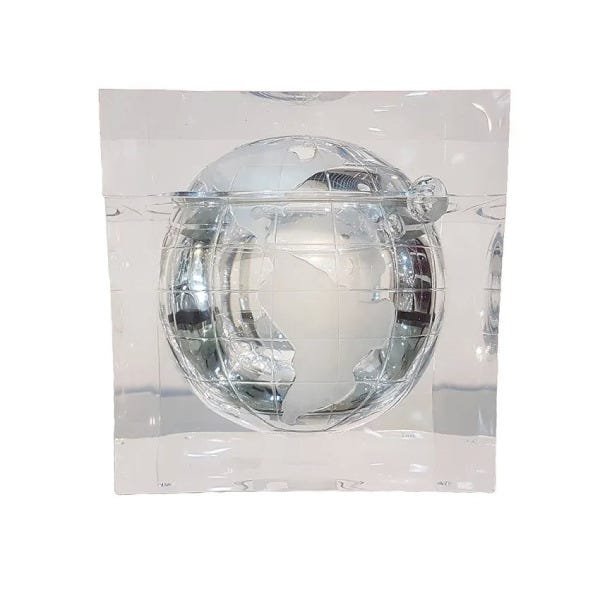 Balde de gelo acrílico formato globo terrestre cubo luxo - 7
