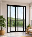 Ver imagem 1 de Porta Balcão 2 Folhas Vidro Alumínio Preto 210x120 Linha 25