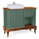Ver imagem 1 de Gabinete para Banheiro 2 Portas com Cuba Dália 3058 - Verde Musgo/imbuia Glazer