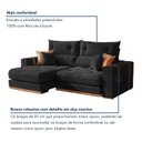 Ver imagem 5 de Sofá Retrátil e Reclinável 3 Lugares Veludo Molas Ensacadas Pillow Top Columbia 230cm Preto