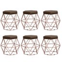 Ver imagem 1 de Kit 6 Puffs Decorativos Aramado Vanessa-Assento Marrom