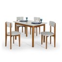 Ver imagem 5 de Mesa Cadeiras 120cm Mdf Pinus Estofado Sala Jantar Compacta:off White