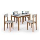 Ver imagem 2 de Mesa Cadeiras 120cm Mdf Pinus Estofado Sala Jantar Compacta:off White