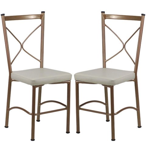 Kit 2 Cadeiras Buffet em Alumínio Bronze Com bege