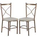 Ver imagem 1 de Kit 2 Cadeiras Buffet em Alumínio Bronze Com bege