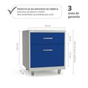 Ver imagem 2 de Gaveteiro de Aço 2 Gavetas com Chave e Rodízios com Trava e Gaveta p/Pasta Suspensa Azul/Cinza
