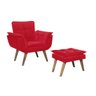 Poltrona Opala com Puff Luxo Tecido Liso Cor Vermelho - 2