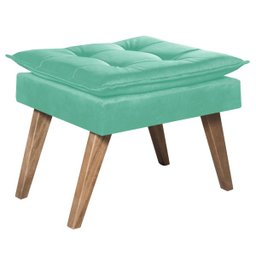 Poltrona Opala com Puff Luxo Tecido Liso Cor Acqua - 2