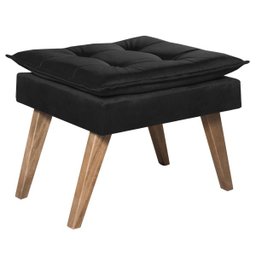 Poltrona Opala com Puff Luxo Tecido Liso Cor Preto - 3