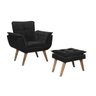 Poltrona Opala com Puff Luxo Tecido Liso Cor Preto - 1