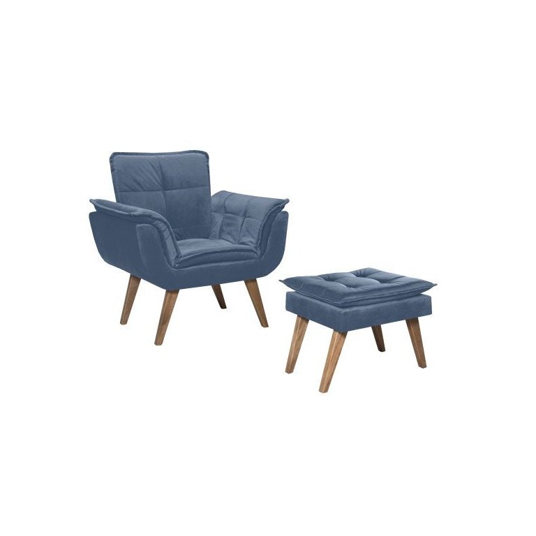 Poltrona Decorativa  Sala Recepção Escritório Opala com Puff Luxo