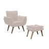 Poltrona Opala com Puff Luxo Tecido Liso Cor Bege - 1