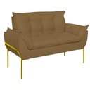 Ver imagem 4 de Sofá Namoradeira Base Metal Dourada Reforçada Tecido Suede Cor:capuccino