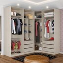Ver imagem 1 de Guarda Roupa Canto 6 Gavetas, 4 Cabideiros Legno Crema