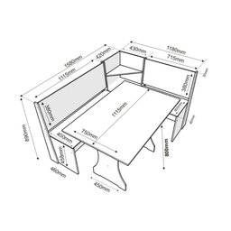 Conjunto de Mesa de Jantar de Canto Alemão Big Linho Bege - 3