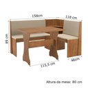 Ver imagem 2 de Conjunto de Mesa de Jantar de Canto Alemão Big Linho Bege