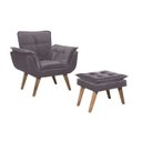 Ver imagem 1 de Poltrona Opala com Puff Luxo Tecido Liso Cor Grafite