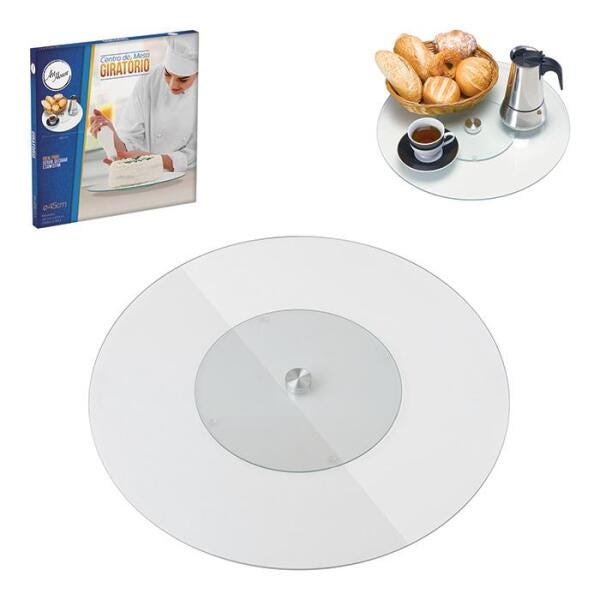 Prato Giratório De Vidro 30 cm Para Mesa E Confeitaria - 1