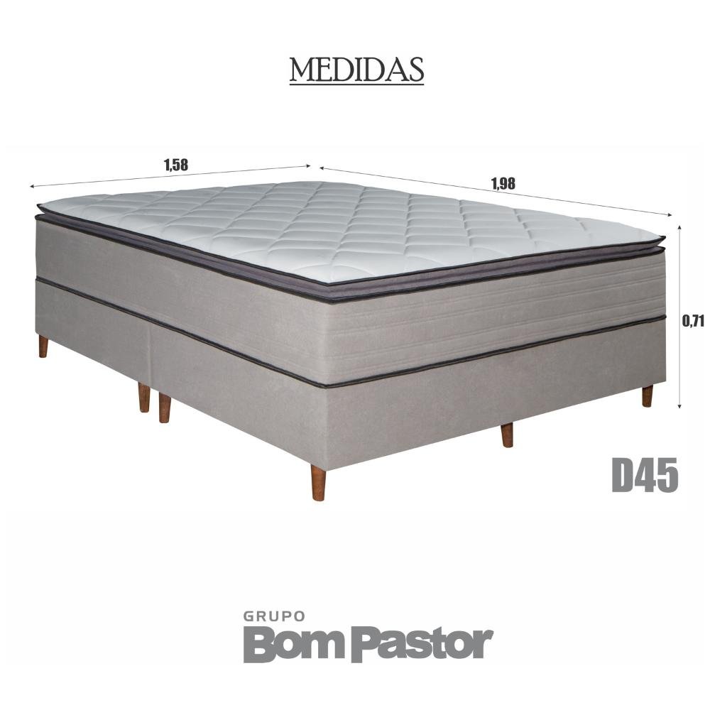 Colchão Queen Molas Ensacadas Vision + Base 158x198x71 Bom Pastor Cinza - 4