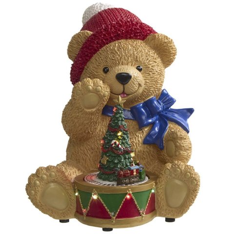 Enfeite Natal Urso Natalino Arvore Led Som Decoraçao Iluminada Casa Loja Recepçao Festa Fim de Ano C