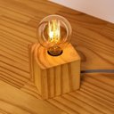 Ver imagem 3 de Luminária Abajur Mesa Cubo Decoração de Sala, Quarto, Cama, Escritório, Casa Madeira Pinus 9,5cm