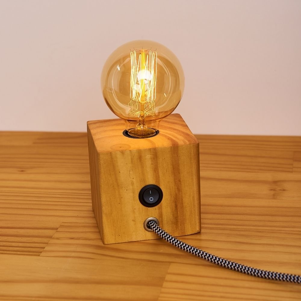 Luminária cubo madeira pinus - 2