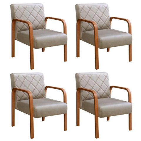 Kit 4 Poltronas Lara Cor:Veludo Capuccino 250