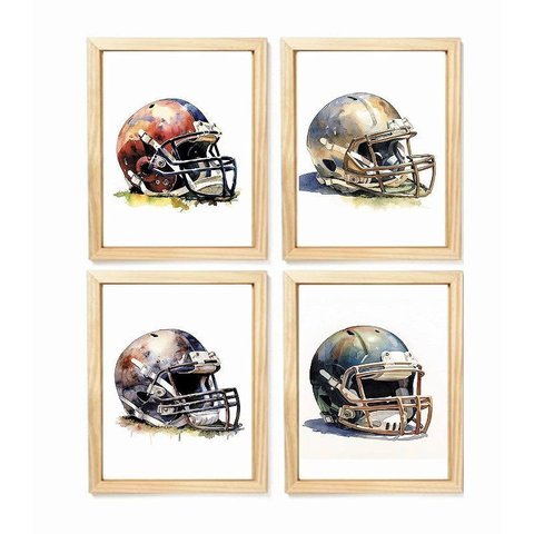 Kit Quadro Capacete Futebol Americano Decorativo Infantil Quarto Criança Bebê Enxoval Menino