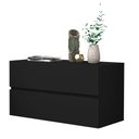 Ver imagem 5 de Kit Mesa de Cabeceira Suspensa Moderna para Quarto com 2 Gavetas Espaçosas Preto
