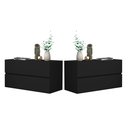 Ver imagem 4 de Kit Mesa de Cabeceira Suspensa Moderna para Quarto com 2 Gavetas Espaçosas Preto