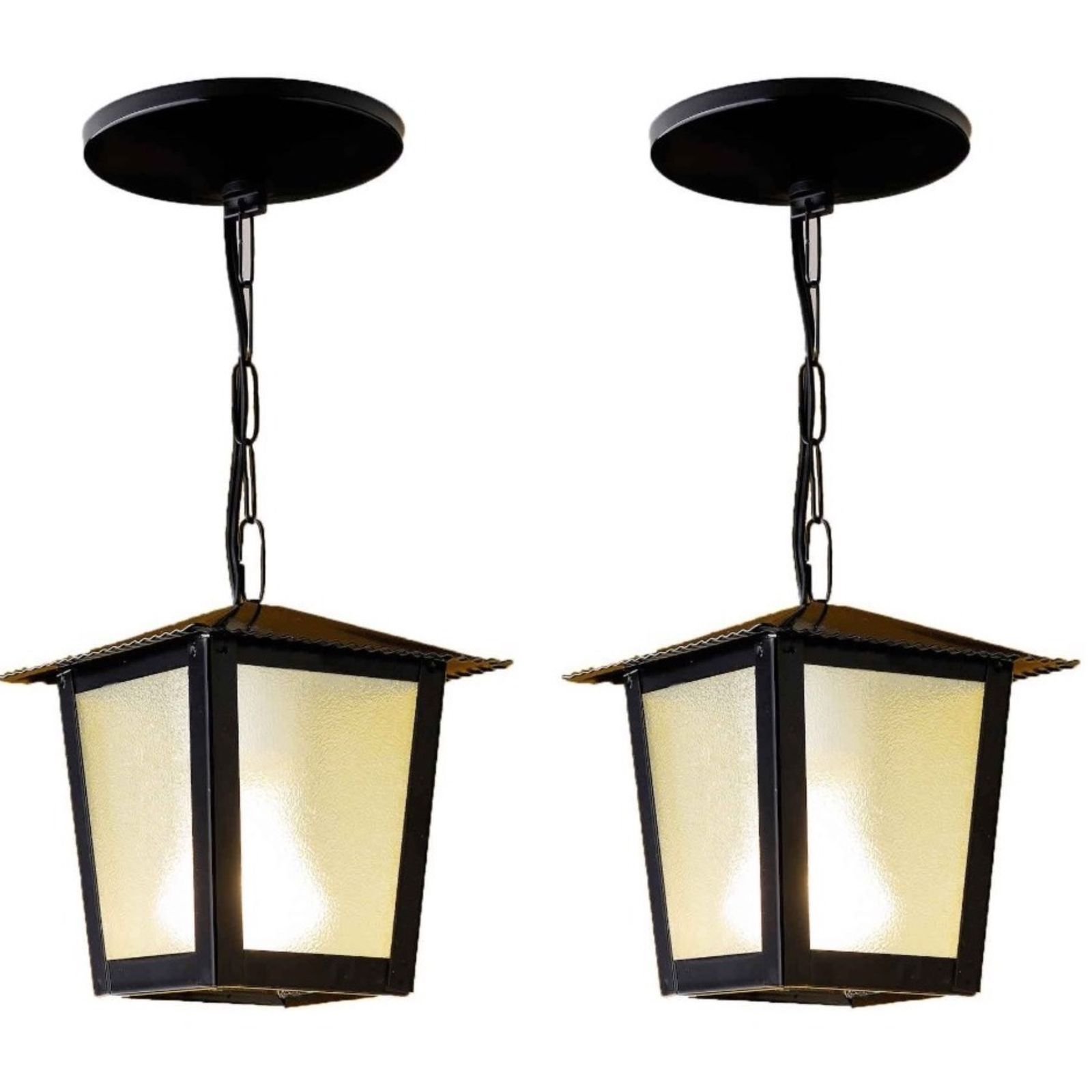 Kit C/ 2 Luminárias Pendente Colonial Quadrado Preto MadeiraMadeira