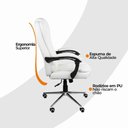 Ver imagem 7 de Kit 2 Cadeiras de Escritório Presidente Presidencial Reclinável com Apoio para Cabeça Branco