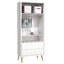 Ver imagem 3 de Dormitório Theo 2 Portas, Cômoda com Porta Branco com Pés Madeira Natural e Colchão D18 - Reller Móv
