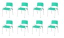 Ver imagem 1 de Kit 8 Cadeiras Infantil Iso, Escola, Base Branco- Verde Água