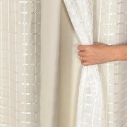 Cortina Blackout PVC com Tecido Voil xadrez 2,00M x 1,40M - 1