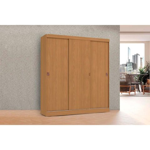 Guarda Roupa Casal 3 Portas de Correr e 2 Gavetas R589 Canela - Kappesberg