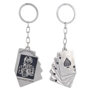 Chaveiro Metal Tente a Sorte Que o Azar é Certo Cromado