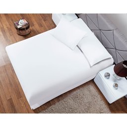 Jogo de Lençol Casal Queen Soft 3 Peças Cama Fronha e Lençol Elástico 100% Poliéster 180 Fios Branco - 2