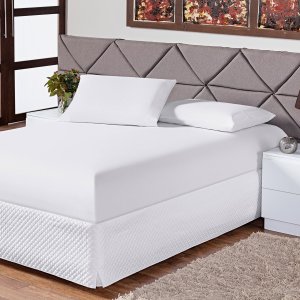 Jogo de Lençol Casal Queen Soft 3 Peças Cama Fronha e Lençol Elástico 100% Poliéster 180 Fios Branco