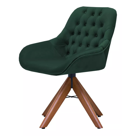Poltrona Decorativa Alice Suede Capitone Pe Palito Unidecor Verde