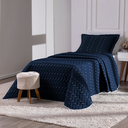 Ver imagem 3 de Kit 2 Pçs Cobre Leito Solteiro Heitor Hipercal 400 Fios Bordado: Azul Marinho