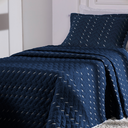 Ver imagem 1 de Kit 2 Pçs Cobre Leito Solteiro Heitor Hipercal 400 Fios Bordado: Azul Marinho