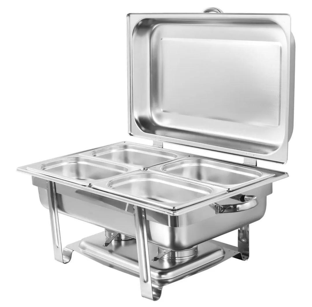 Rechaud Rm Retangular em Aço Inox Banho com 4 Cubas e Fogareiro 11 L Buffet - 3