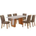 Ver imagem 2 de Mesa de Jantar Carolina Tampo 180cm MDF com Vidro Canto Copo e 6 Cadeiras Liz